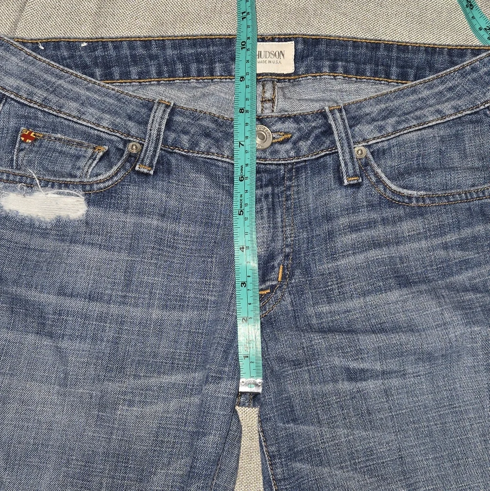 ​Hudson Ferris Flare Jeans Distressed Blue Denim Size 27